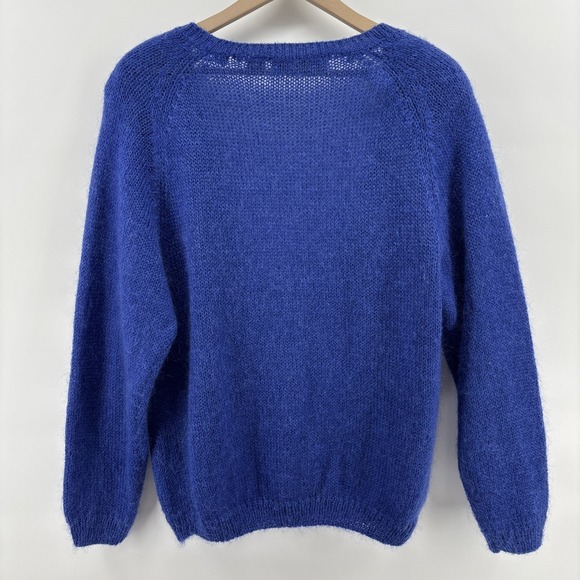 Vintage Bramble Lane Cardigan Sweater Size Large Blue Mohair Blend Button Front - Picture 3 of 13